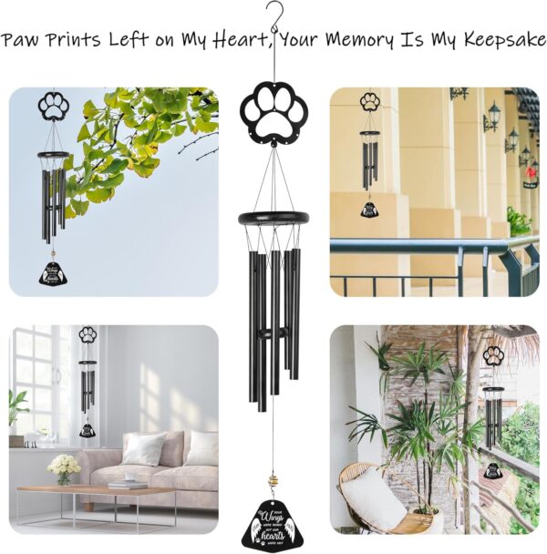 Dog Memorial Gift for Loss of Dog, Pet Remembrance Black Wind Chime with Pet Paw, Sympathy Gift, Dog Bereavement Passing Away Present, Wing - Image 5