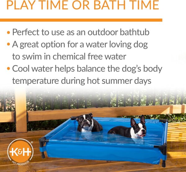 K&H Pet Products Portable Dog Pool & Pet Bath for Dogs and Puppies, Swimming Pool for Large Dogs Heavy Duty, Plastic Wading Pet Pool with Drain, Large 30 X 42 X 7 Inches - Image 3