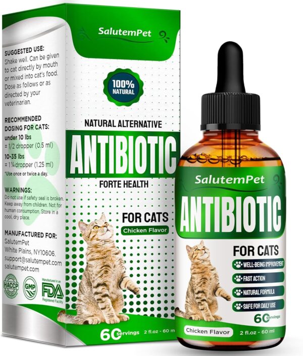 Natural Antibiotics for Cats | Cat Antibiotics | Supports Cat Allergy Relief | Cat Itch Relief | Cat Allergy Support | Cat Multivitamin | Pet Antibiotics | Cat Antibiotics | 2 Oz