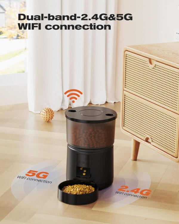 WiFi Automatic Cat Feeder: 2.4G/5G App Control Dog Food Dispenser - Auto Timer Cats Feeders - Smart Timed Feeding Supplies - Automated 3 Litter Puppy Electric - Multiple Animal - BEMOONY - Image 2