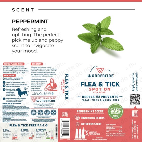 Wondercide - Flea & Tick Dog Spot On - Flea, Tick, and Mosquito Repellent, Prevention for Dogs with Natural Essential Oils - Up to 3 Months Protection - Large 3 Tubes of 0.17 oz - Image 6