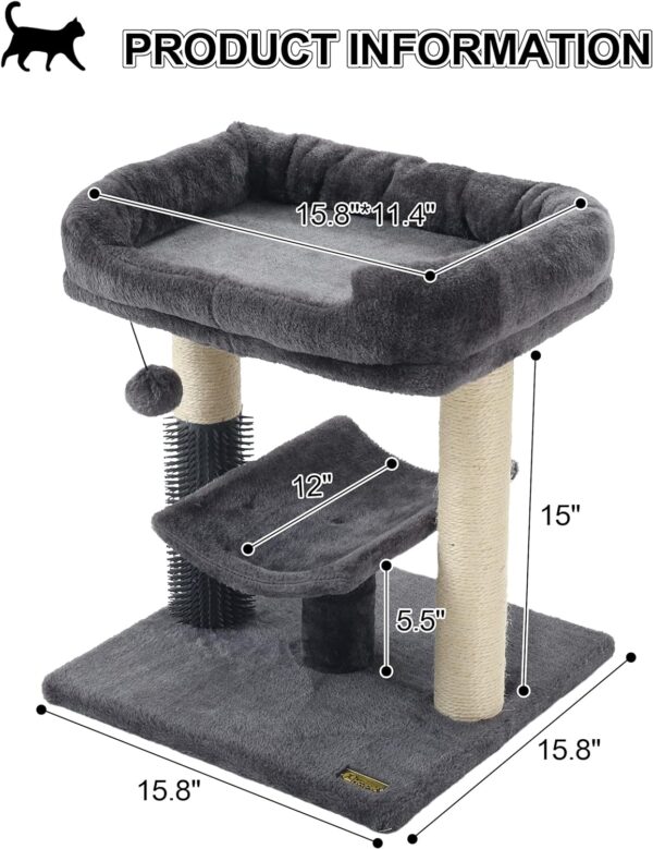 Hoopet cat Tree Tower,cat Scratching Post for Indoor Cats,Featuring with Super Cozy Perch,Cat Self Groomer and Interactive Dangling Ball Great for Kittens and Cats - Image 3