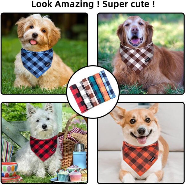 Boy Dog Bandana Small-Blue Black Dog Scarf Buffalo Plaid Printing Adjustable Bib Handkerchief Accessories for Small Dogs Cats (S) - Image 5