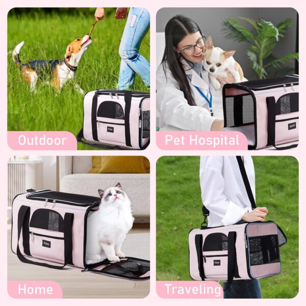 17x11x11 Inches Pet Carrier for Small Dogs,Kitten Under 15 Lbs,Delta/American/United Airline Approved Soft-Sided Cat,Dog Bag Animal Carriers,Pet Travel Carrier Bag with Two Storage Pockets-Pink - Image 7