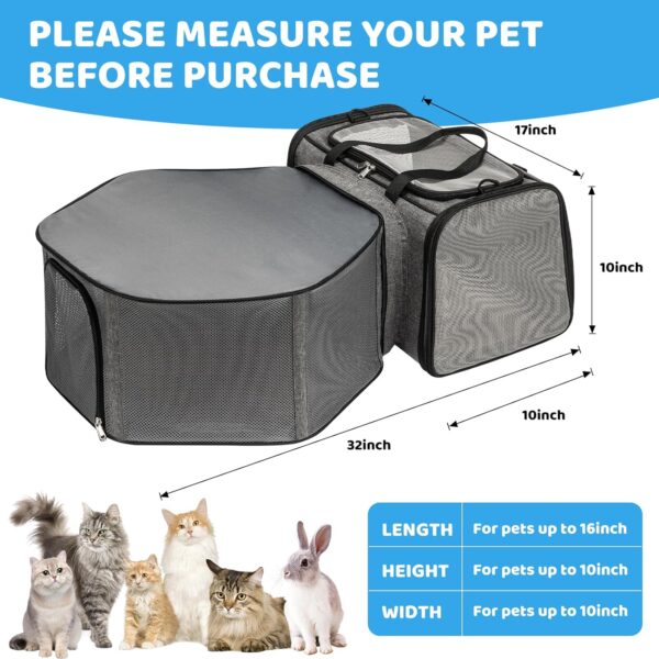 Cat Carrier, Detachable Pet Carrier Airline Approved, 18"x13.4"x11.8" Large Expandable Space 3 in 1 Soft Sided Small Dog Travel Bag, Rabbit Cat Kennel, Pet Mobile Tent Outdoors Indoors (Grey) - Image 9