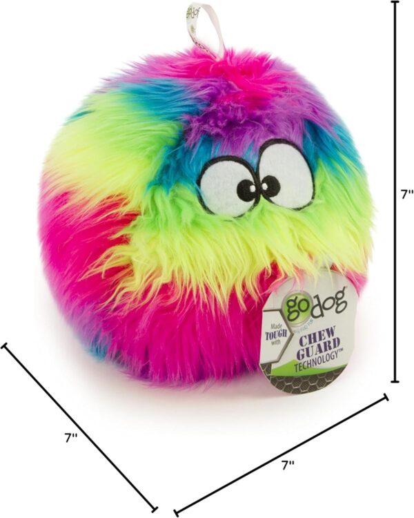 goDog Furballz Squeaky Plush Ball Dog Toy, Chew Guard Technology - Rainbow, Large - Image 10