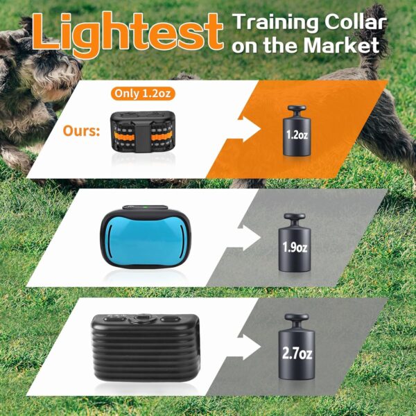 Tiniest Dog Shock Collar, Lightest Dog Training Collar with Remote for Small Dogs 5-15lbs & Medium Large Dogs/Puppies, Waterproof, Rechargeable, 1300ft Range (Orange) - Image 3