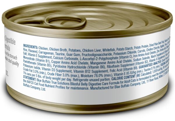 Blue Buffalo True Solutions Blissful Belly Digestive Care Natural Wet Food for Adult Cats, Chicken, 3-oz. Cans (12 Count) - Image 2