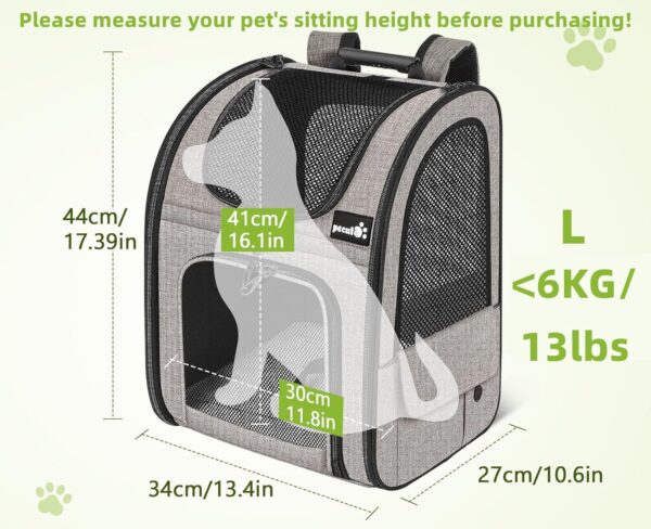 Pecute Pet Carrier Backpack, Dog Carrier Backpack, Expandable with Breathable Mesh for Small Dogs Cats Puppies, Pet Backpack Bag for Hiking Travel Camping Outdoor - Image 2