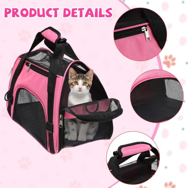 2 Pcs Pet Carrier, Soft Sided Pet Travel Carrier for Cats, Airline Approved Kitty Carrier Portable Dog Bags for Traveling Little Dogs, Rabbits, Puppy, Cat, Small Size (Pink, Purple) - Image 4