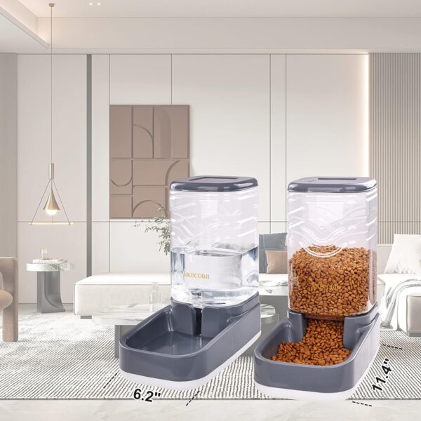 Automatic Pets Feeder and Water Dispenser Set,Gravity Food Feeder and Waterer Set with Pet Food Bowl,Easily Clean Self Feeding for Small Large Pets Dogs Cats Large Capacity(3.8L) - Image 5