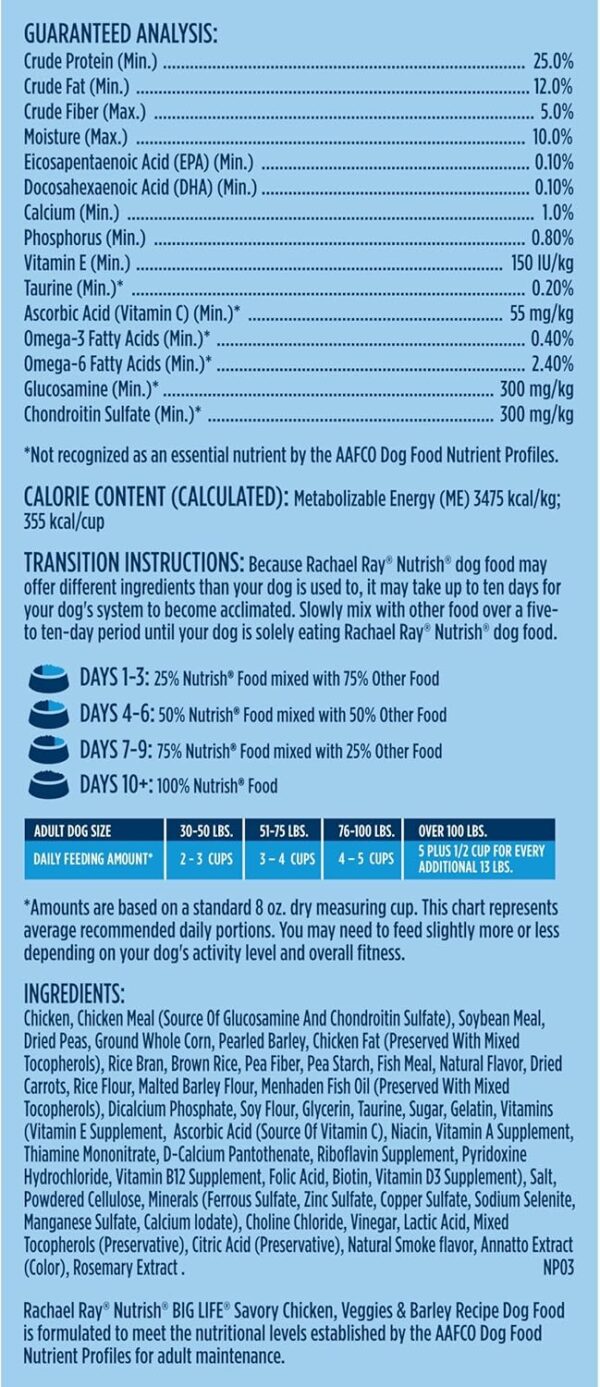 Rachael Ray Nutrish Big Life Dry Dog Food, Medium & Large Breed, Hearty Beef, Brown Rice, & Veggies, 40 Pounds - Image 10