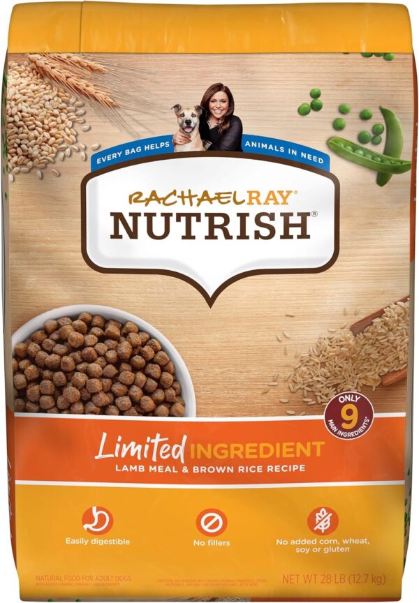 Rachael Ray Nutrish Limited Ingredient Dog Food, Lamb Meal & Brown Rice Recipe, 28 lb. Bag