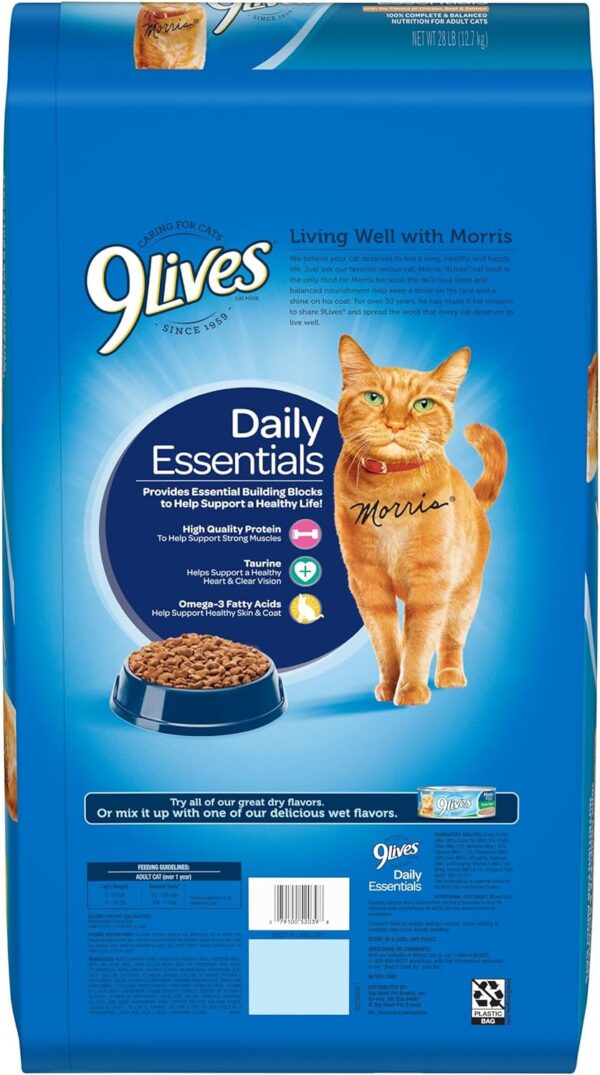 9Lives Daily Essentials Dry Cat Food With Chicken, Beef & Salmon Flavors, 28 lb Bag - Image 2