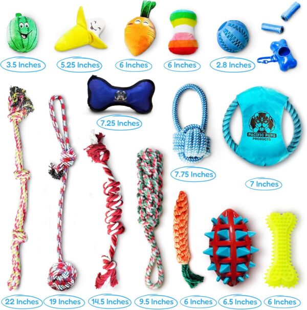 Pacific Pups 18 Piece Dog Toy Set - Plush, Rope & Chew Toys Support Non-Profit Dog Rescue - Image 5