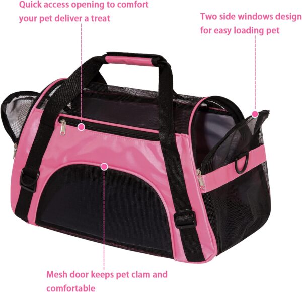 Pet Carrier Soft-Sided Carriers for Cat Carriers Dog Carrier for Small Medium Cats Dogs Puppies Pet Carrier Airline Approved up to 15 Lbs Cat Dog Pet Travel Carrier (Medium,Pink) - Image 4