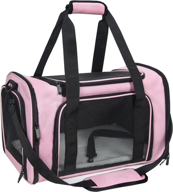 Soft Sided Carrier for Small Medium Cats Dogs,TSA Airline Approved Collapsible Travel Pet Carrier Medium Pink