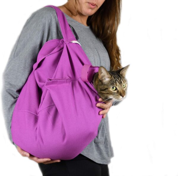 Cozy Comfort Carrier - Small Lavender Cat Carrier Soft, Cat Restraint Bag and Cat Sling Carrier for Grooming, Vet Visits, Medication Administration, Dental Care, and Nail Trimming