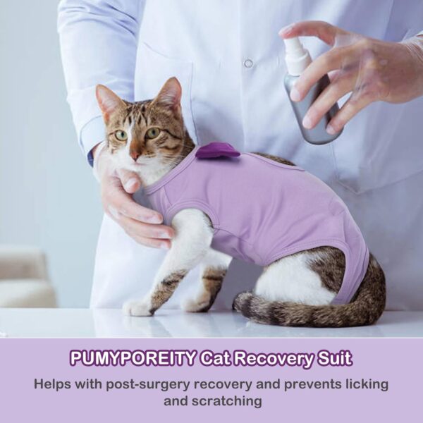 PUMYPOREITY Cat Recovery Suit, Cat Surgery Recovery Suit for Male and Female, Soft Cat Spay Recovery Suit, Breathable Cat Surgical Recovery Suit, Cat Onesie for Cats After Surgery, Purple, L - Image 5