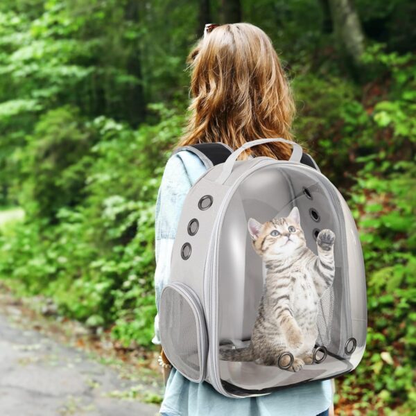 2 Pcs Cat Bubble Backpack Carrier Bubble Pet Cat Carrier Bag Bookbag Breathable Space Capsule with Blanket Cooling Mat for Small Medium Cat Dog Travel Hiking Carrying Outdoor(Pink, Gray) - Image 7