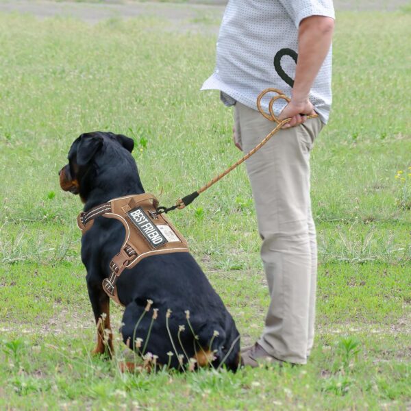 Heavy Duty Tactical Dog Harness for Large Dogs, No Pull Adjustable Pet Harness Reflective Service Training Easy Control Pet Vest Military K9 Working Dog Harnesses- Large, Brown - Image 3