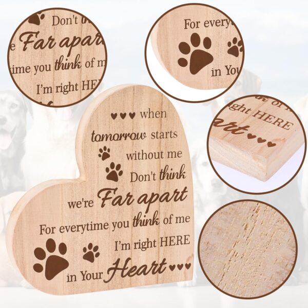 Pet Memorial Gifts Wooden Dog Memorial Gifts Memorial Gifts for Loss of Dog Cat Sympathy Condolence Gifts Heart Shaped Wood Sign When Tomorrow Starts Without Me Wooden Plaque Table Desk Decor(Brown) - Image 3