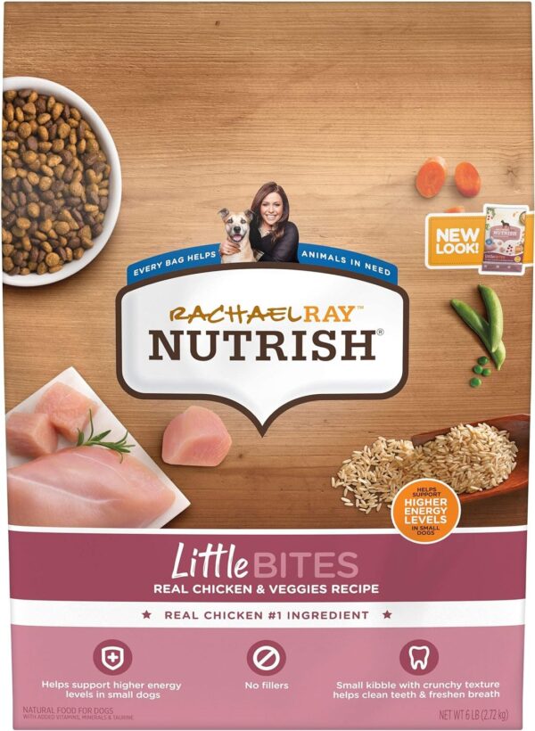 Nutrish Rachael Ray Little Bites Dry Dog Food, Chicken & Veggies Recipe for Small Breeds, 6 Pounds