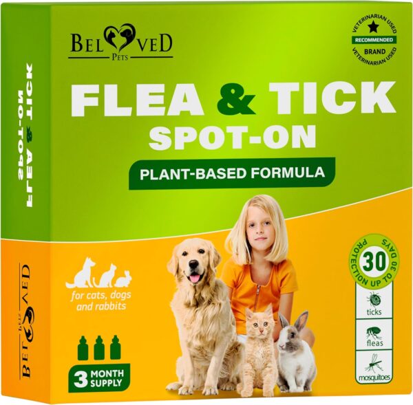 Flea and Tick Prevention for Small Dogs & Cats, Rabbits - Natural Flea Treatment & Pest Control - Topical Flea & Mosquito Repellent for Puppy and Kitten - All Pets