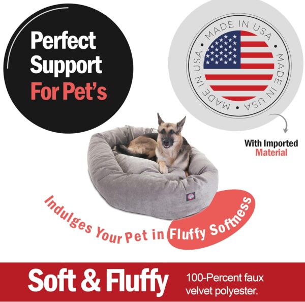 Majestic Pet 52 Inch Micro Velvet Calming Dog Bed Washable – Cozy Soft Round Dog Bed with Spine for Head Support - Fluffy Donut Dog Bed 52x35x11 (inch) – Round Pet Bed X- Large - Vintage - Image 2