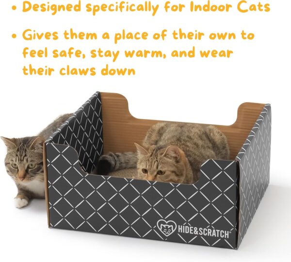 Hide & Scratch Extra-Large Heavy Duty Cardboard Cat Scratcher Box and Cat Bed with Refillable Scratch Pad - Image 8