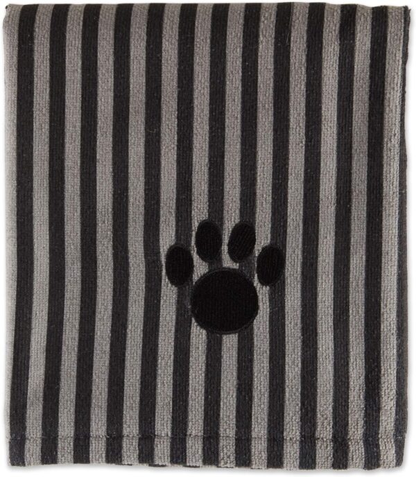 Bone Dry Pet Grooming Towel Collection Absorbent Microfiber X-Large, 41x23.5", Striped Black