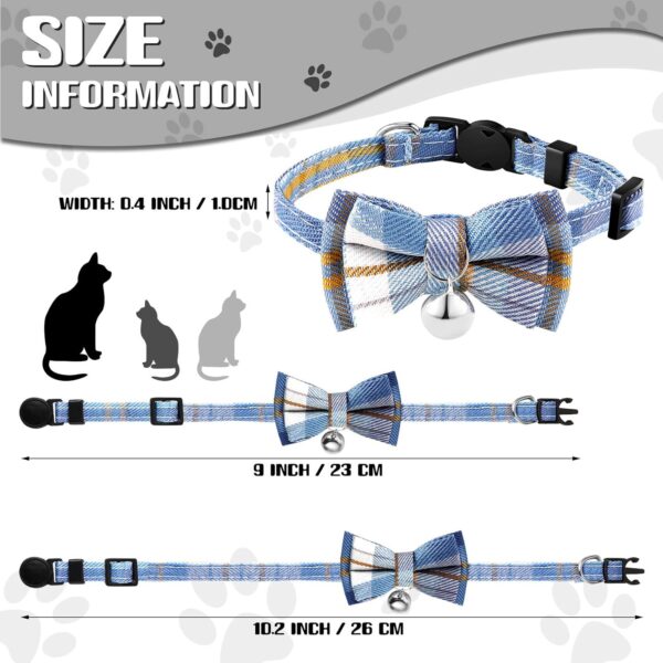 Weewooday 10 Pcs Breakaway Cat Collar with Bow Tie and Bell, Kitten Collar for Cat, Adjustable Cute Plaid Safety Kitty Collars for Girl Boy Cats Birthday Pet Party Supplies - Image 6