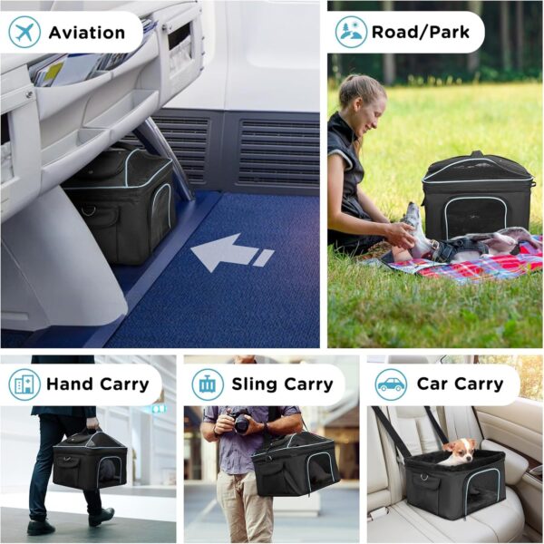 Airline Approved Cat Dog Carrier w Silent Wheel, Pet Carriers for Small Dogs Cats, Soft Travel Carrier Bag w Handle and Shoulder,Ideal for Outdoor (Black) - Image 4