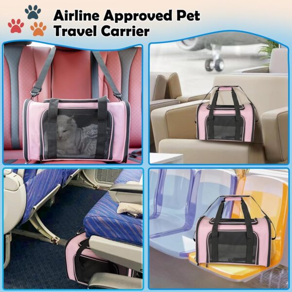 Dog Cat Carrier Pet Carriers for Small Medium Large Cats Dogs Carrier Soft Sided Small Puppy Dog Carrier Portable Foldable Airline Approved Dog Cat Travel Carrier Pink Medium - Image 7