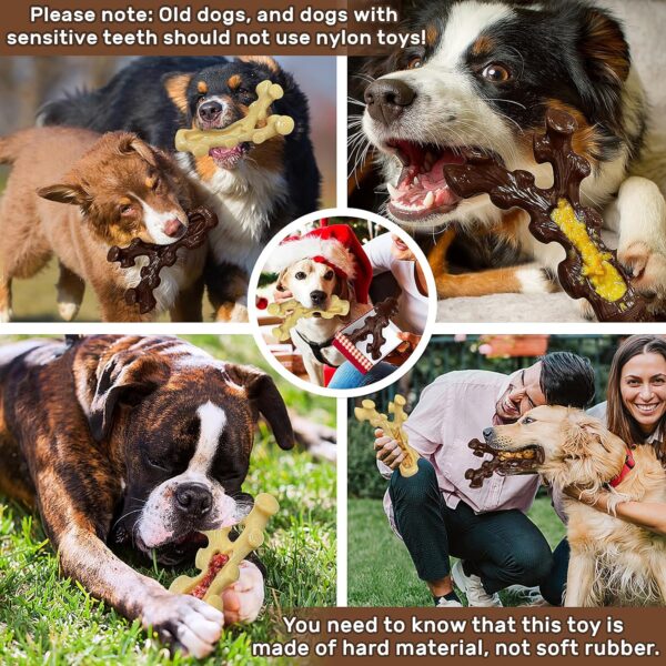 2 Pack Dog Chew Toys for Aggressive Chewers,Boredom and Stimulating Best Dog Toys for Medium/Large Breed,Tough Almost Indestructible Dog Bones for Teeth Cleaning and Training - Image 4