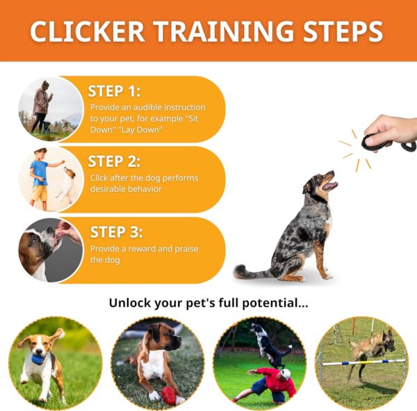 Dog Training Clicker - Pet Training Behavioral Tool with Wrist Strap for Dogs, Cats, and Puppies - Lightweight and Durable - Image 6