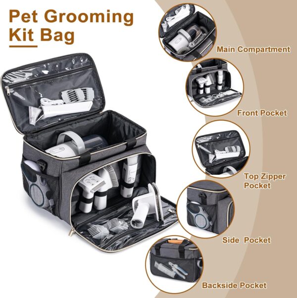 Dog Grooming Vacuum Bag, Pet Grooming Kit Bag Perfect for Dog Hair Vacuum & Grooming Tool Kit Accessories- Grey - Image 2