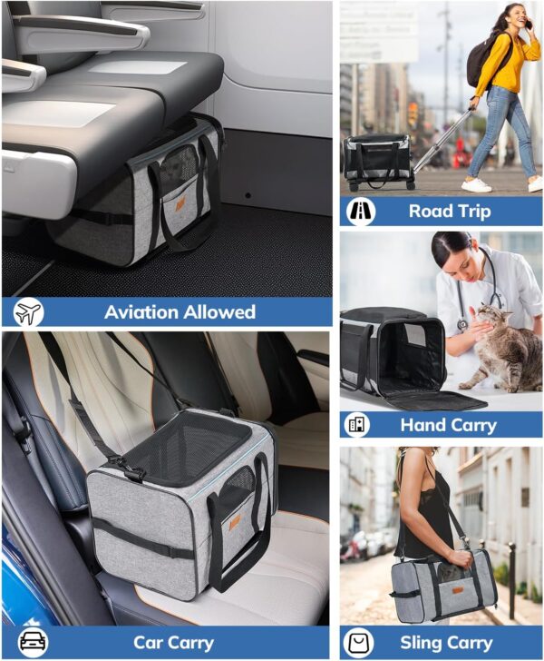 Morpilot Cat and Dog Carrier with Detachable Wheels - Airline Approved Rolling Carrier for Small Pets and Cats - Foldable Pet Travel Bag - Image 2