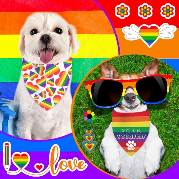 Pride Dog Bandanas, LGBT+ Rainbow Holiday Party Adjustable Pet Decorations 2 Pack Triangle Bibs Cat Scarf Set - Image 7