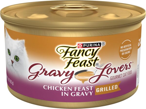 Purina Fancy Feast Gravy Lovers Chicken Feast in Gravy Gourmet Cat Food in Wet Cat Food Gravy - (Pack of 24) 3 oz. Cans