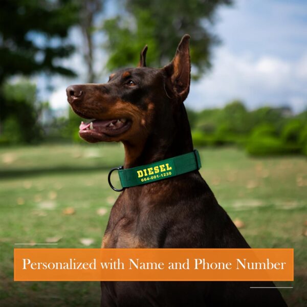 PAWBLEFY Premium Personalized Dog Collar - Heavy Duty Tactical Dog Collar with Name and Phone Number Dog Collars for Large Dogs, Medium Dogs, Strong and Thick Nylon Material for Male and Female Breed - Image 2