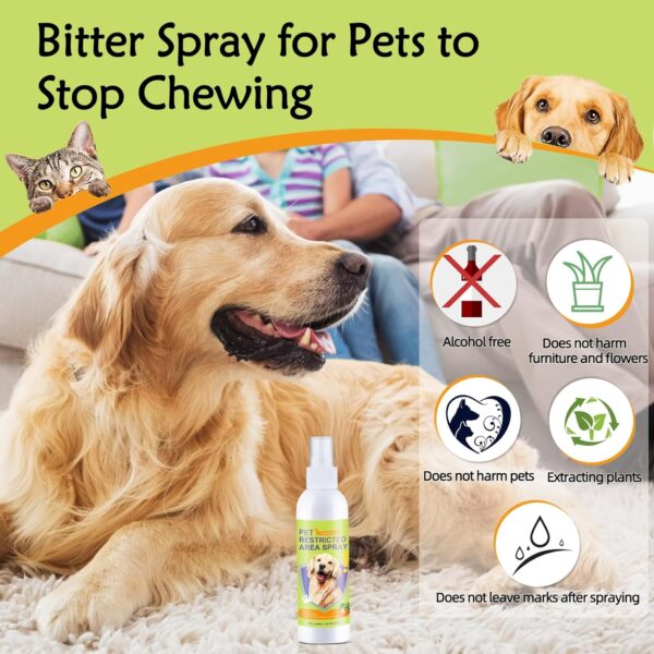 Cat deterrent spray for peeing, training spray for poop, dog corrector spray, Effective dog repellent spray for furniture, Shoe, Indoor & Outdoor Safe for Pet, Alcohol Free/Non-Toxic, 4 oz / 120 mL - Image 5