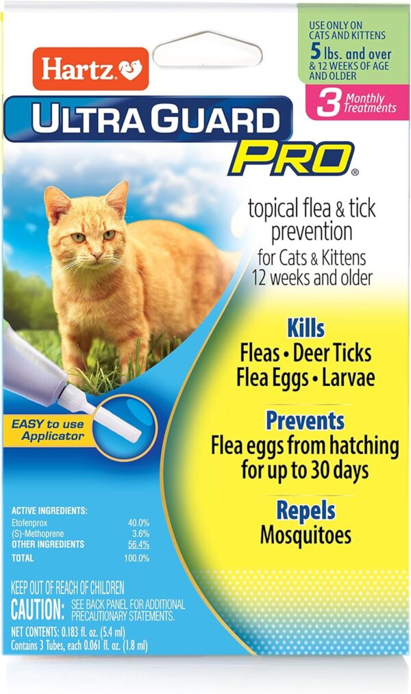 Hartz UltraGuard Pro Topical Flea & Tick Prevention for Cats and Kittens - 3 Monthly Treatments