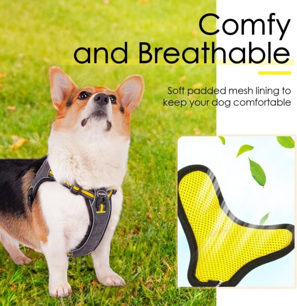 ThinkPet Yellow Small Dog Harness, Camouflage Step in, No Pull & Escape Proof, Breathable Mesh, Reflective, Front Clip for Puppy Training Walking Hiking - Image 5