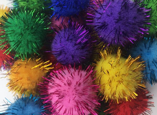 30 Piece Assorted Color Sparkle Balls Cat's Favorite Toy Tinsel Pom Poms Glitter - Image 3