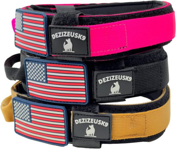 Tactical Dog Collar with Handle - 1.5 Inch Heavy Duty Dog Collar Wide Dog Collars for Large Dogs Personalized Dog Collar Metal Buckle with Name Plate Removable American Flag Patch Male r Female K9 - Image 3