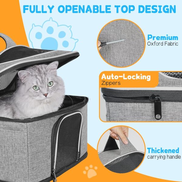 Cat Carrier, Pet Carrier Airline Approved for Cat, Soft Sided Large Cat Carrier Soft, Collapsible Pet Travel Carrier Bag for Small Medium Cats Small Dogs Puppy Under 20lbs(15.3"x12.2"x11.4") - Image 4