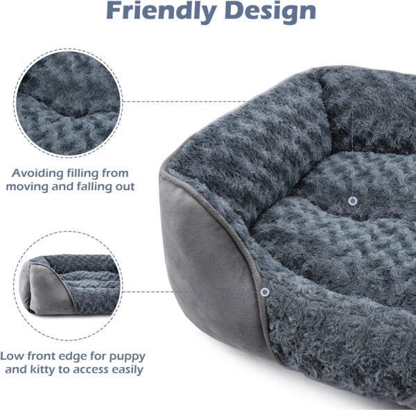 INVENHO Dog Bed for Large Medium Small Dogs/Puppy, Rectangle Washable, Orthopedic, Soft Calming Sleeping Durable Pet Cuddler with Anti-Slip Bottom S(20"x19"x6") - Image 5