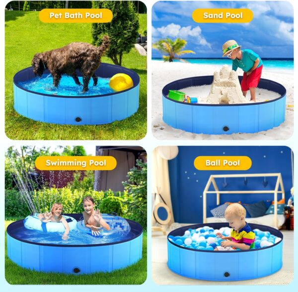 Niubya Foldable Dog Pool, Collapsible Hard Plastic Dog Swimming Pool, Portable Bath Tub for Pets Dogs and Cats, Pet Wading Pool for Indoor and Outdoor, 80 x 12 Inches - Image 5