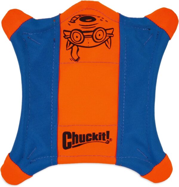 Chuckit Flying Squirrel Fetch Dog Toy, Size Medium (9.5" Diameter), Orange & Blue, for Medium Dog Breeds